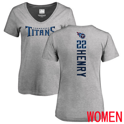 Tennessee Titans Ash Women Derrick Henry Backer NFL Football #22 T Shirt
